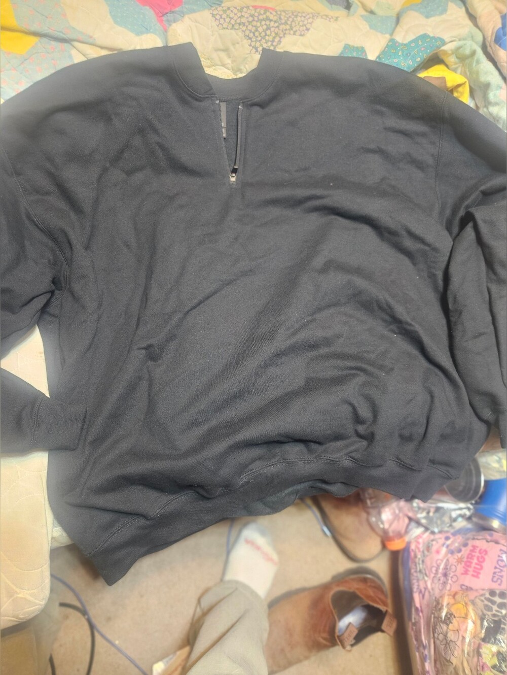 New Mens 1/4 Zip Long Sleeve Mid Weight Sweatshirt